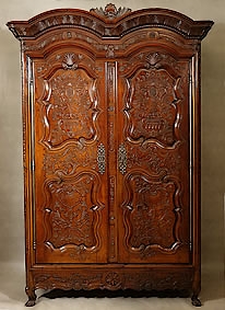 Exceptionnelle armoire rennaise de mariage signée François Allory et datée 1788